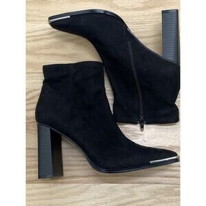 BCBGeneration Women’s Anlico Suede Block Heel Bootie Black Sz 9.5